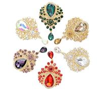 Brooch Pin, Crystal Brooches, Colorful Brooches, Vintage Flower Brooch Pins, 3.3x2.2 Inches Elegant Rhinestone Bouquet Brooch Set with Green, White, Yellow, Red, and Purple Jewelry Accessories,