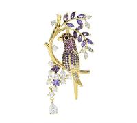 Brooch Pin for Women Ladies Fashion Accessories Ladies Elegant Three-Color Beauty Flower and Bird Brooch Classic Party Brooch Bird Shaped Brooch Broo (Purple)