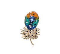 Brooch Pin for Women Vintage Feather Brooch Elegant Lady'S Corsage Accessories Inlaid with Crystals Temperament Coat Pin Gift for Wife