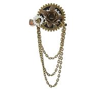Brooch Pin With Steampunk Gears And Tassels Chain Hair Clip Safety Pins Jewelry Costume Accessory For Dress Coat Steampunk Gothics Metal Tassels Chain Brooch Pins Hair Clip For Women Costume Dress Men