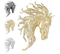 Brooch Pins-Funny Horse Head Design, Gold Silver Color Horse Lapel Pin, Punk Style Fashion Animal Badge Pin for Men, Women,Wife,Husband,and Gift Use Jewelry