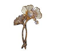 brooches Ginkgo biloba Shape Alloy Brooch Imitation Pearls Lapel Jewelry for Women Girls Shawl Party Collar Pin Made in China