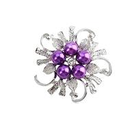 Brooches Pin Alloy Pearl Rhinestone Brooch for Women Elegant Clothing Shawl Scarf Buckle Pins Jewelry Round Bouquet Brooch Pin for Women Ladies Girls Brooch (Purple)