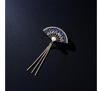 Brooches Pin Exquisite Design Fan Brooch for Female Wedding Party Brooches Gift Atmospheric Jewelry Brooch (Blue)