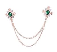 Brooches Pin Fashion Tassel Crystal Cross Chain Brooch Women's Shirt Collar Pin Brooches Personality Lapel Pin Buckle Women Accessories Brooch (Green)