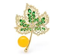 Brooches Pin Ladies Fashion Accessories Ladies Elegant New Elements Maple Leaf Brooch Leaf Shape Party Banquet Brooch Brooch (Green)