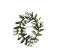 Brooches， pins，1PCS Elegant Pearl Brooch Plant Sunflower Enamel Pins Brooches for Women Creative Wedding Bride Supplies-Leaf