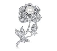 brooches Rose Brooch Alloy with Diamond Pearls Lapel Fixed Clothing Shawl Exquisite for Coats Jackets Collar Pin Made in China