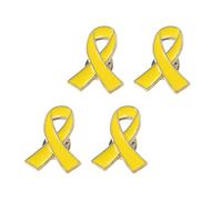 Brooches, set of four bow brooches, yellow logo brooch - 2.8x2 cm, for clothing decoration. Campaign to prevent and raise awareness of cancer in women and men.