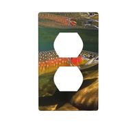 Brook Trout - Cubiertas de pared para pesca con mosca, 1 banda, dúplex para interruptor de luz, placas de pared eléctricas, cubiertas de receptáculo, cubiertas decorativas para decoración del hogar