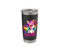 Brooke - Nombre personalizado colorido unicornio para mujeres y niñas Vaso térmico de acero inoxidable de doble pared