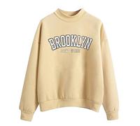 Brooklyb New York Long Sweatshirts for Women Long Sleeve Trendy Crew Neck Sweaters Brooklyn New York Solid No Hood