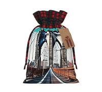 Brooklyn Bridge - Bolsas de regalo impresas con cordón, bolsas de fiesta de Navidad, bolsas festivas para golosinas, golosinas
