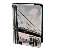 Brooklyn Bridge - Cartera de viaje con estampado de puente de Brooklyn para pasaporte, funda de cuero para pasaporte para hombres y mujeres, Negro -, Talla única