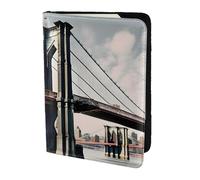 Brooklyn Bridge - Funda de piel con estampado de puente de Brooklyn para pasaporte para mujeres y hombres, cartera de viaje, Negro -, Talla única