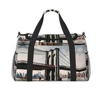 Brooklyn Bridge S Print - Bolsa de lona grande de viaje para fin de semana para mujer, bolsa de mano, Negro -, Talla única