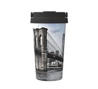 Brooklyn Bridge - Taza abierta con un solo botón, protección del medio ambiente y salud, acero inoxidable, portátil, conservación del calor y conservación del frío, se utiliza para viajar con tazas