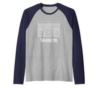 Brooklyn New York Boom Box 1980s Nostalgia Camiseta Manga Raglan