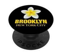 Brooklyn New York City Tropical Yellow Frangipani Flower PopSockets PopGrip Adhesivo