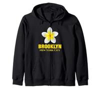 Brooklyn New York City Tropical Yellow Frangipani Flower Sudadera con Capucha