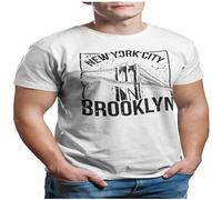 Brooklyn New York City - White T-Shirt - Geek Retro Fun Kitsch Cotton T-Shirt White XL