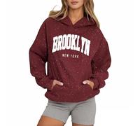 Brooklyn New York Graphic - Sudaderas con capucha para mujer, diseño de letras Y2K, sudaderas casuales con capucha para otoño, suéteres casuales de anime country 2025, ajuste holgado, gótico