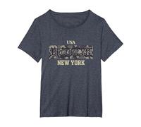 Brooklyn NY Vibes Outfit Shirts, Cool Brooklyn New York City Camiseta, Mujer Tallas Grandes, Azul Jaspeado, 1XL Grande