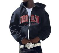 Brooklyn - Sudaderas con capucha y cremallera para hombre, estilo Y2K, suaves, para otoño, Nueva York, suéteres de moda con diseños estéticos, lindos, góticos, para la universidad, vintage,