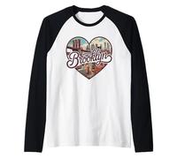 Brooklyn Vintage Heart T-Shirt - Retro NYC Bridge Souvenir Camiseta Manga Raglan