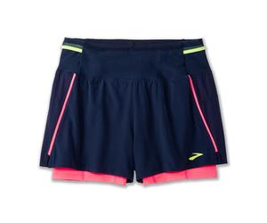 BROOKS 221656439 High Point 3" 2-in-1 Short 2.0 Shorts Mujer Navy/Neo Pink Tamaño 20