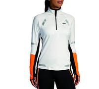 BROOKS 221686167 Run Visible 1/2 Zip 2.0 Sweatshirt Mujer Ecru/Fluoro Flash/Black Tamaño 30