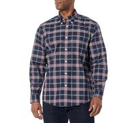 Brooks Brothers Camisa Deportiva de Manga Larga con Botones para Hombre, no Necesita Planchado, tartán, Azul Marino (Navy Tartan), Large