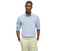 Brooks Brothers Camisa deportiva de manga larga Oxford elástica para hombre, no necesita planchado, Tela a cuadros azul/azul marino, X-Large