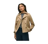 Brooks Brothers- Cropped Double-Breasted Supima Twill Trench Coat- Coats- Mujer- Marrón- M- Cropped Double-Breasted Supima Twill Trench Coat