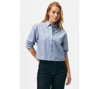 Brooks Brothers Cropped Striped Cotton Poplin Shirt Blue Talla: L | Camisas Outlet | Mujer | Azul