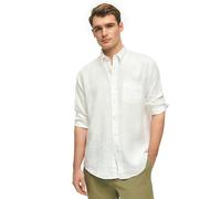 Brooks Brothers Men's Long Sleeve Button Down Irish Linen Sport Shirt, White, Small