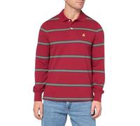 Brooks Brothers Polo de Manga Larga para Hombre, piqué de algodón, elástico, Logotipo a Rayas, Rojo/Multicolor, L