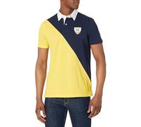Brooks Brothers Supima - Polo de algodón piqué elástico de manga corta para hombre, Azul Marino/Amarillo, Small