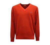 Brooksfield - Suéter de Lana con Cuello en V Rojo Chili - Knitwear - Hombre - Naranja - M -