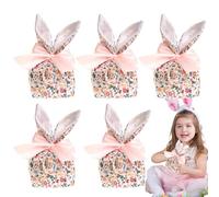 brooksnaji BAJO DE PASO PASTERA, BAJO GOODIE EASQUA,Bunny Ears Candy Goodie Bolsas | 5 bolsas de regalo reutilizables con proa, decoraciones de Pascua, suministros para fiestas