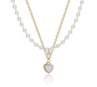 brooksnaji Collares en Capas para Mujer,Cadena Delicada de con Perla y Corazón - Collar de Cadena Fina Delicada,Para Mujeres Madres Hijas Amigas Collar De Diario Prom Boda Playa Cumpleaños