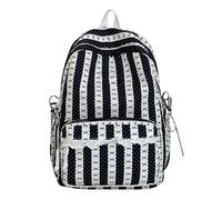 brooksnaji Cute Bow Girls Backpack - Preppy Striped Lace Trim Bookbag