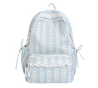 brooksnaji Cute Bow Girls Backpack - Preppy Striped Lace Trim Bookbag