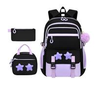 brooksnaji Girls Backpack Set - Cute Star School Bag with Lunch Box