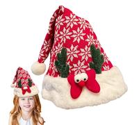 brooksnaji sombrero de Navidad, sombrero de Navidad para | Sombrero de Papá Noel rojo con lentejuelas lindo | Tela de Navidad unisex de madera de, decoración de vacaciones para hombres y