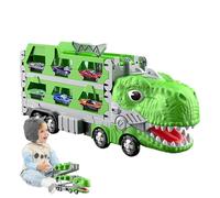 brooksnaji Transporte Camión Dinosaurio con Deslizante Plegable,Camión Dinosaurio | Camión dinosaurio procesado que come un coche,Juguete de transporte de coches, juego de vehículos, pista