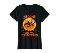 Brooms Are For Amateurs Dragon Riding Witches Halloween Camiseta gráfica económica, Mujer, Negro, S