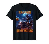 Brooms Are For Amateurs Witches Ride Motorcycle Halloween Camiseta gráfica económica