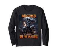 Brooms Are For Amateurs Witches Ride Motorcycle Halloween Manga Larga