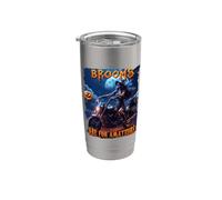 Brooms Are For Amateurs Witches Ride Motorcycle Halloween Vaso térmico de acero inoxidable de doble pared